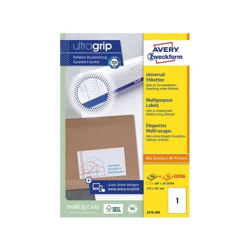 Етикети Avery 210/297 A4 1ет 220л