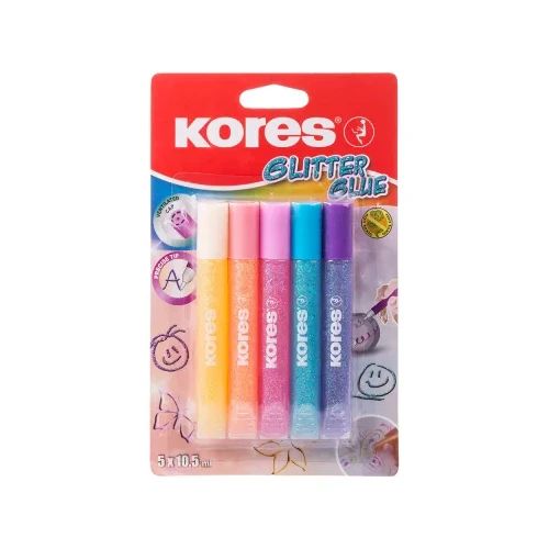 Течно лепило Kores Glitter Pastel 5 броя