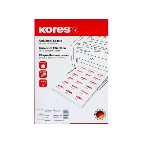 Етикети Kores 210/148.5 A4 2ет 100л