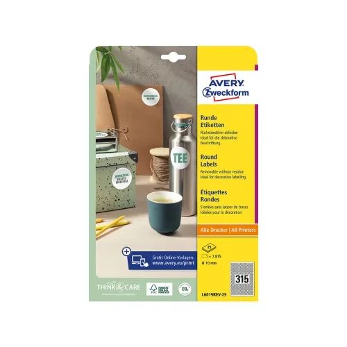 Етикети Avery отлеп. кръг ф10 315ет 25л