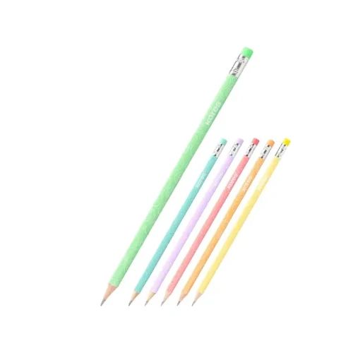 Молив Kores Pastel HB с гума асорти