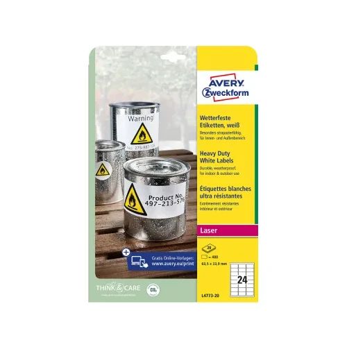 Етикети Avery Heavy Duty 63.5/33.9 24ет
