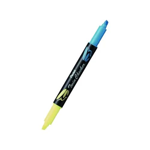 Текст маркер Pentel Twin Checker жлт-син