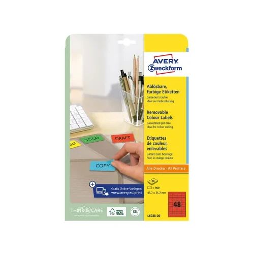 Етикети Avery отл.45.7/21.2 48ет 20л чрв