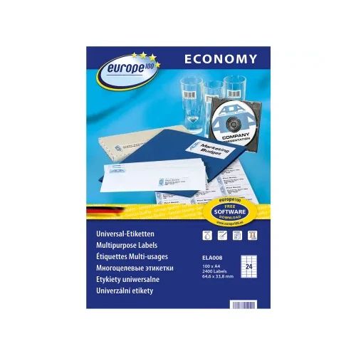 Етикети Avery Eco 64.6/33.8 A4 24ет 100л