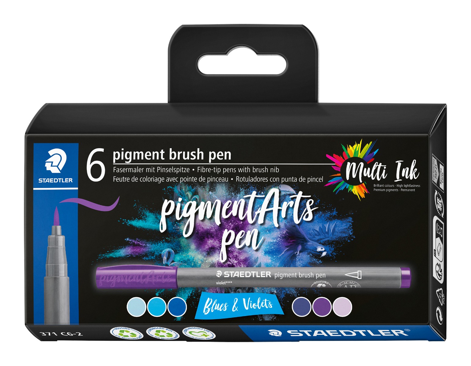 Маркери Staedtler Pigment Arts 371, 6 цвята, 371 c6-2