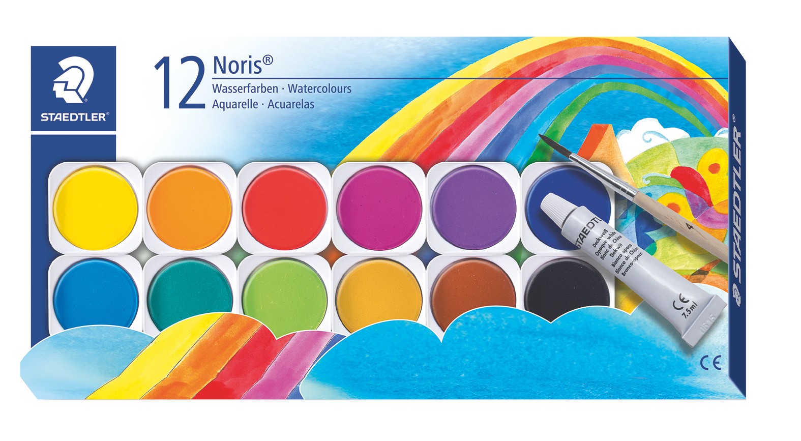 Акварелни боички Staedtler Noris 888, 12 цвята в кутия
