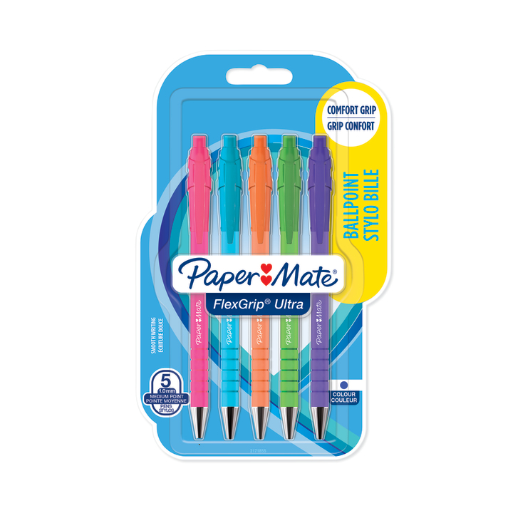 Химикалкa Papermate Flexigrip Ret, опаковка 5 броя, наситени цветове