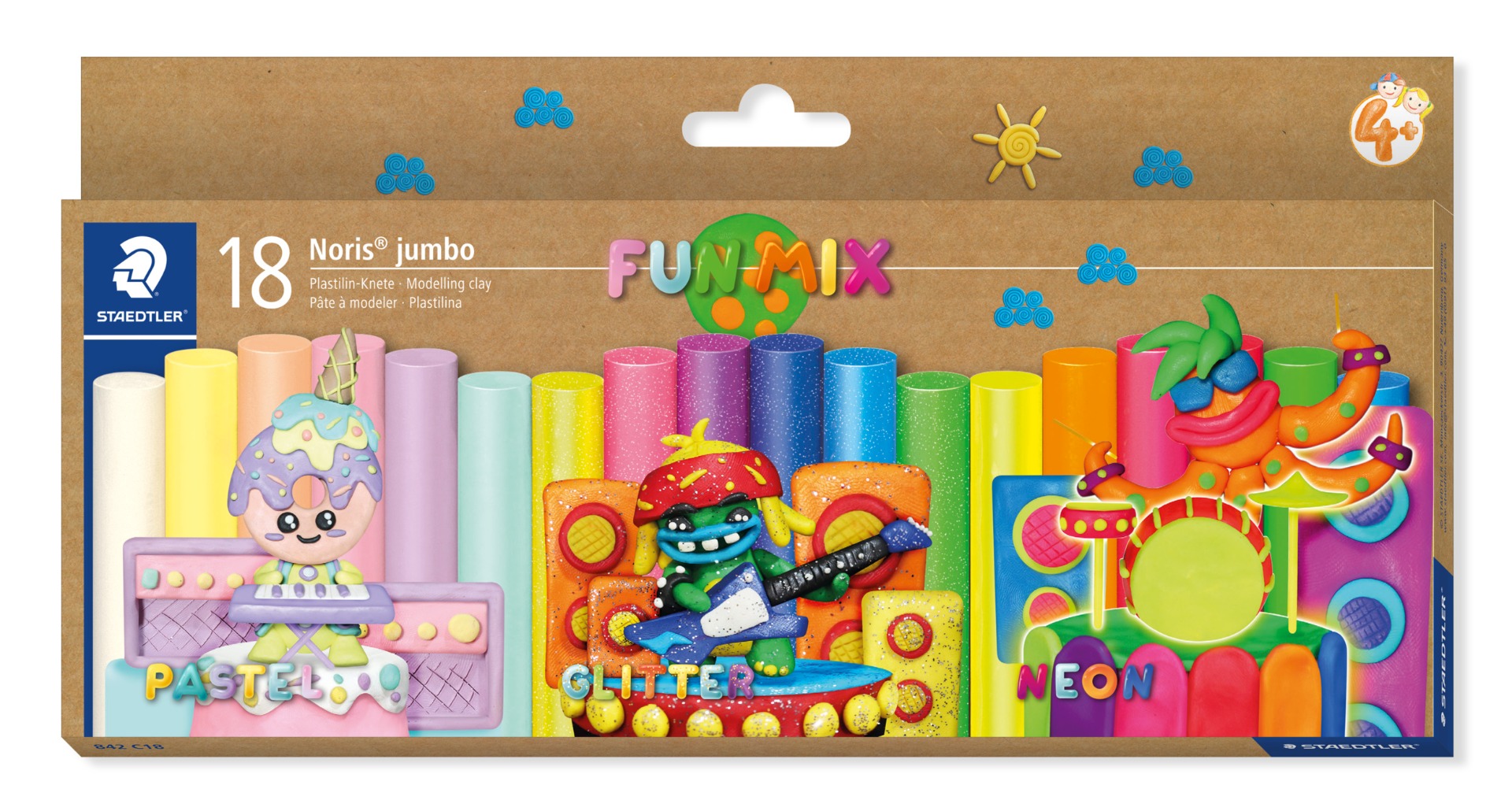 Пластилин Staedtler Noris Jumbo, 18 цвята