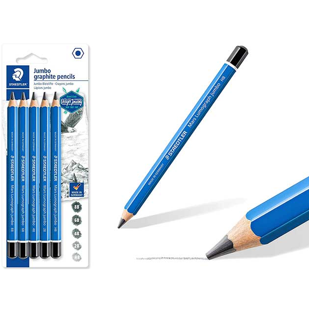 Комплектт моливи Staedtler Mars Lumograph Jumbo, опаковкка 5 броя
