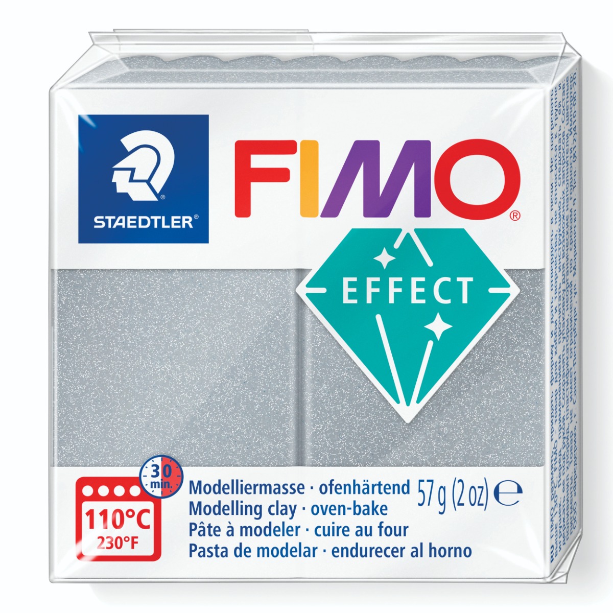 Полимерна глина Staedtler Fimo Effect,57g, металическо сребро 81