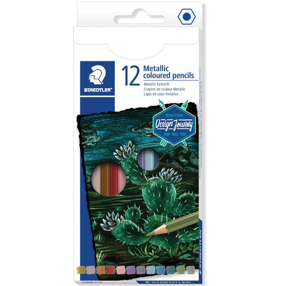 Цветни моливи Staedtler  Design Journey 146 Metallic, 12 цвята
