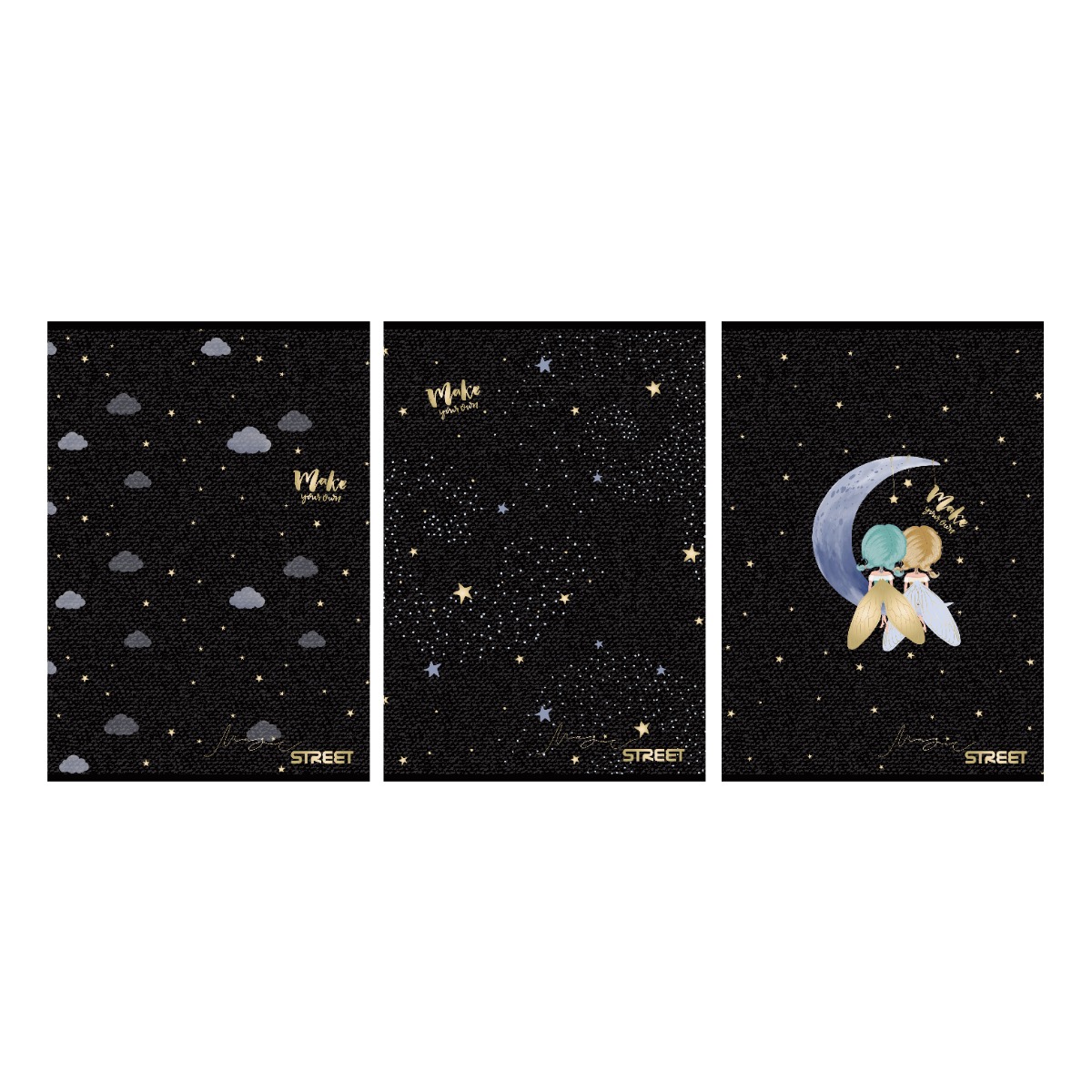 Тетрадка Street, А4, квадратчета, 54листа, Black&Gold